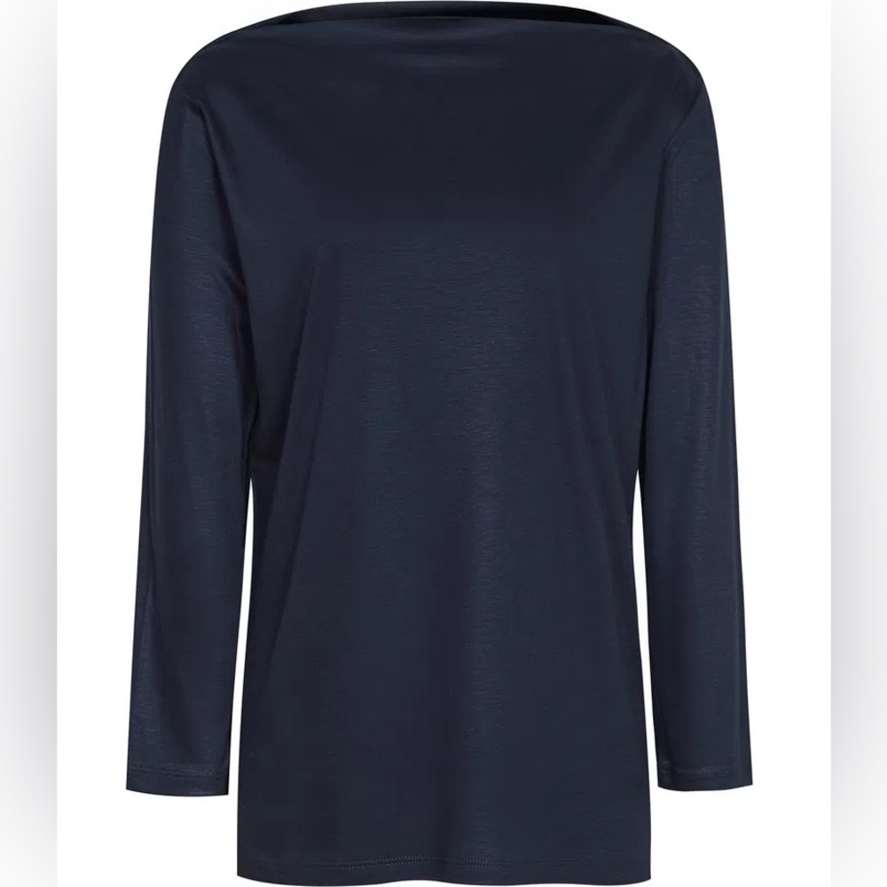 REISS Marilyn Boat Neck Long Sleeve Top In Navy - Picture 3 of 10